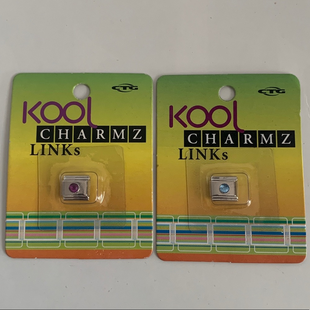 4/$30 Steel Kool Charmz Links - Purple/Blue Stones